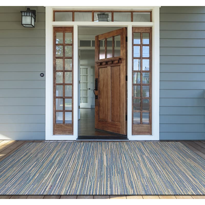 Samantha Cannes Azure Blue Ivory Indoor Outdoor Area Rug