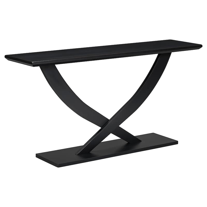 57'' Console Table Hallway Tables, Accent Table with Cross-Table Leg and Acacia Venner, Entryway Table for Living Room