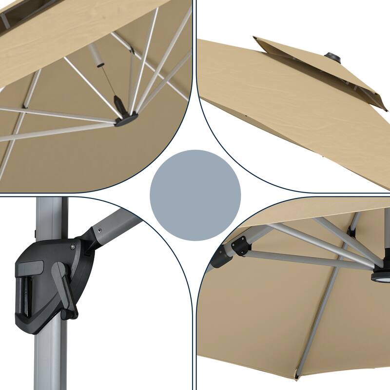 11FT Patio Umbrella Outdoor Square Double Top Umbrella with Base