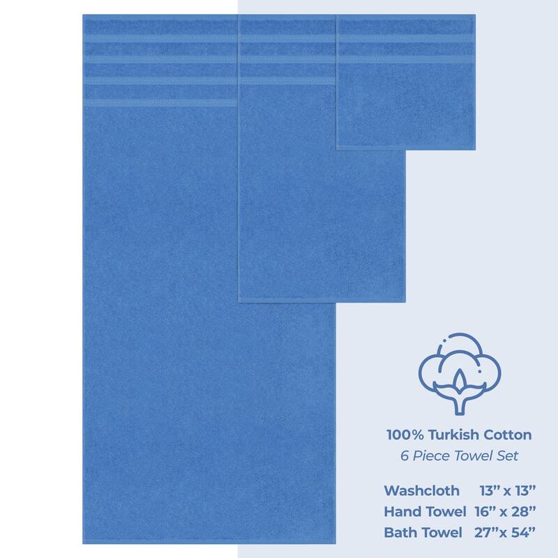 American Soft Linen 6 Piece Turkish Cotton Bath Towel Set