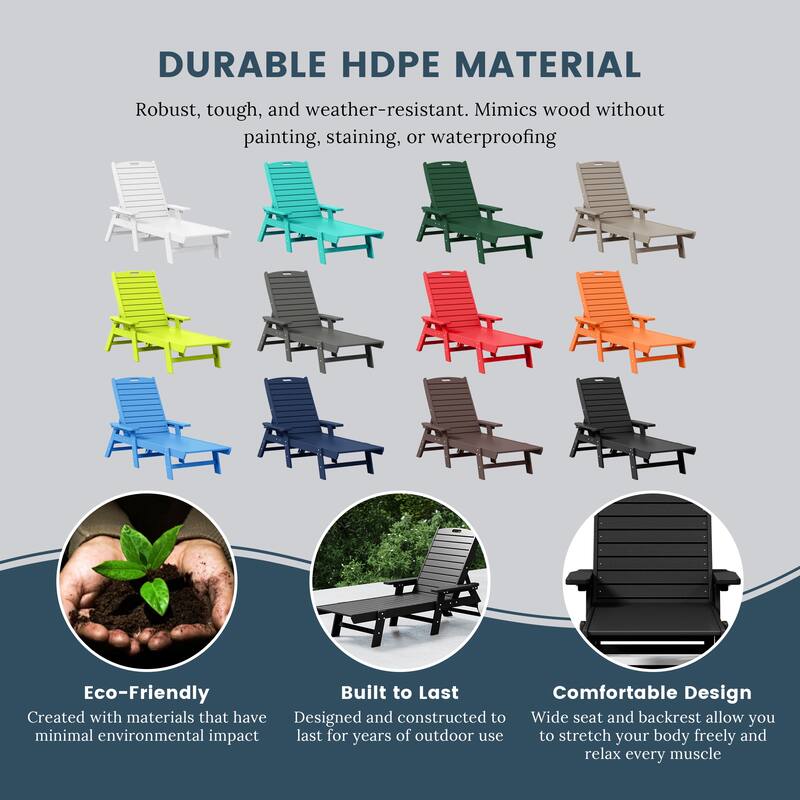 Laguna Hdpe All Weather Outdoor Patio Pool Reclining Chaise Lounge