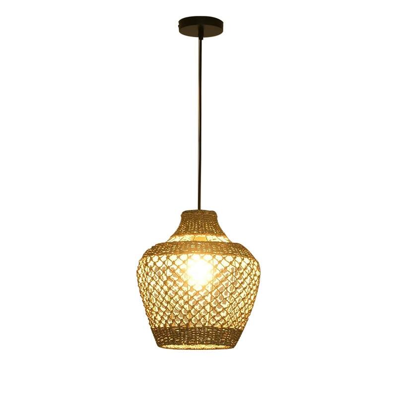 2 Pack indoor lighting rattan, black pendant light rattan kitchen chandelier