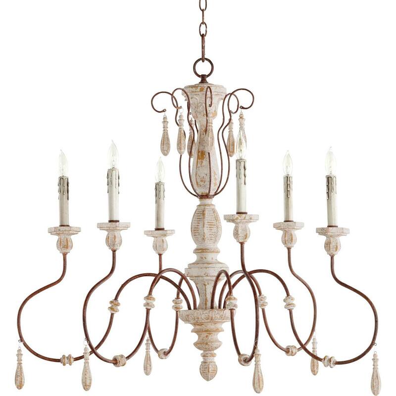 Quorum International 6152-6-6 La Maison 6 Light 36" Wide Taper Candle - Manchester Grey / Rust