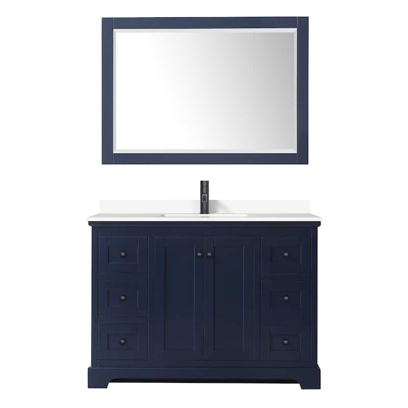 Avery 48 Inch Single Vanity, Cultured Marble Top, 46 Inch Mirror