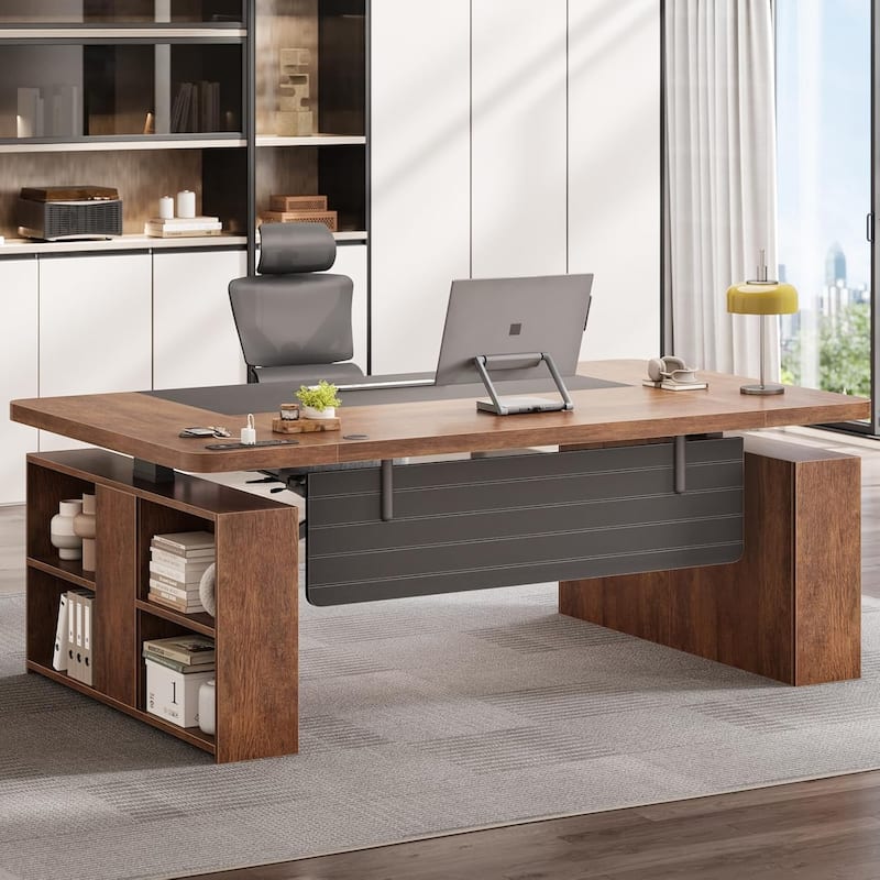 63" Executive Standing Desk Storage Executive Height Adjustable Desk - Warm Golden Brown