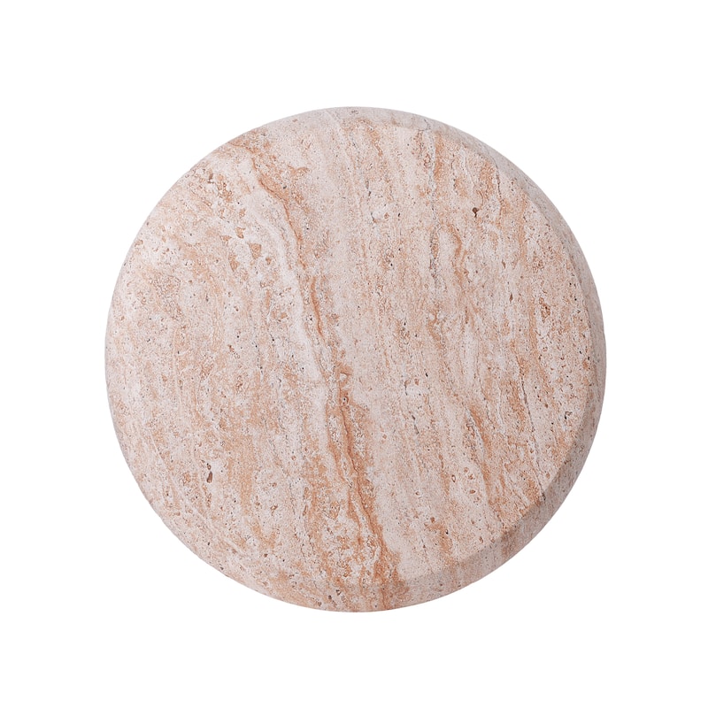 Christopher Knight Home - Lightweight Concrete Sculptural Side Table with Faux Marble Travertine Finish for Indoor & Outdoor