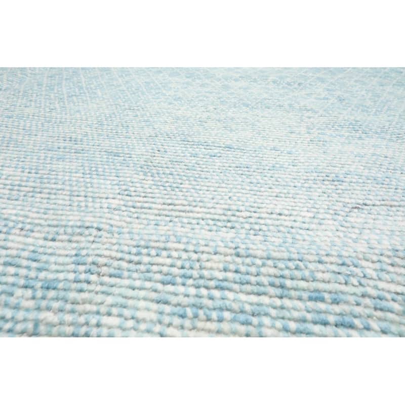 LoomBloom Hand Knotted Ivory Wool Rug Contemporary Ribbed Look 9x12 - 9' x 12' 3''