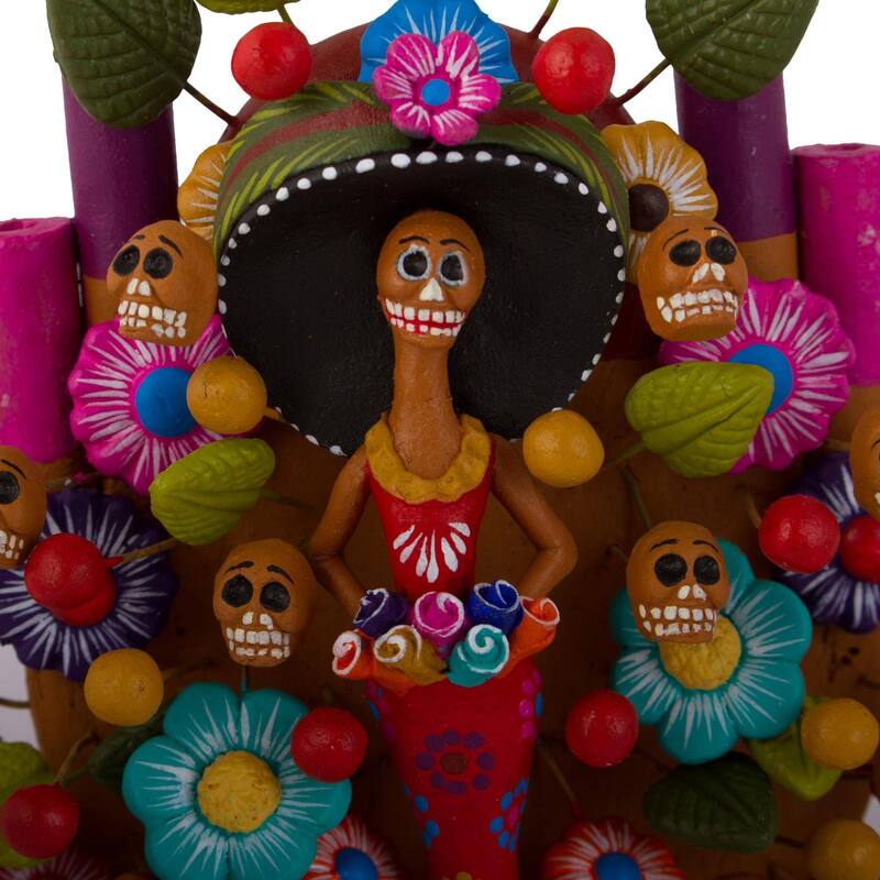 Ceramic sculpture, 'Catrina Tree of Life'