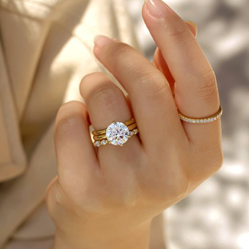 Kobelli 3 Carats Round Lab Grown Diamond Certified 14k Solid Gold Floating Hidden Halo Rosemarie Ring