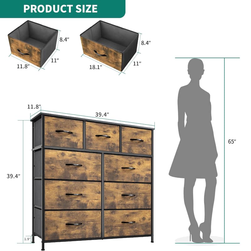 Modern 9-drawer Bedroom Dresser Storage Tower