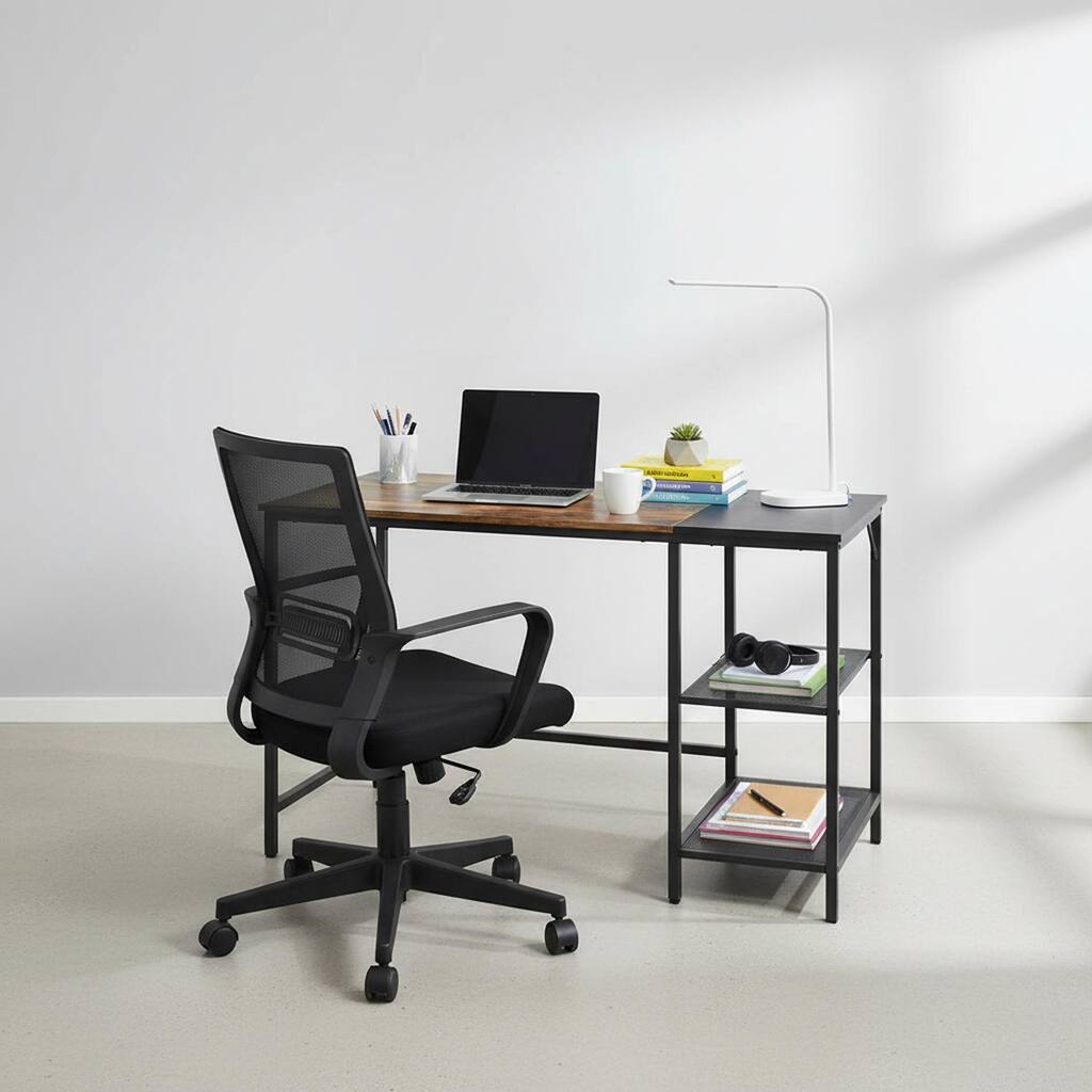 Homylin Modern Computer Desk with Storage Shelves for Home Office