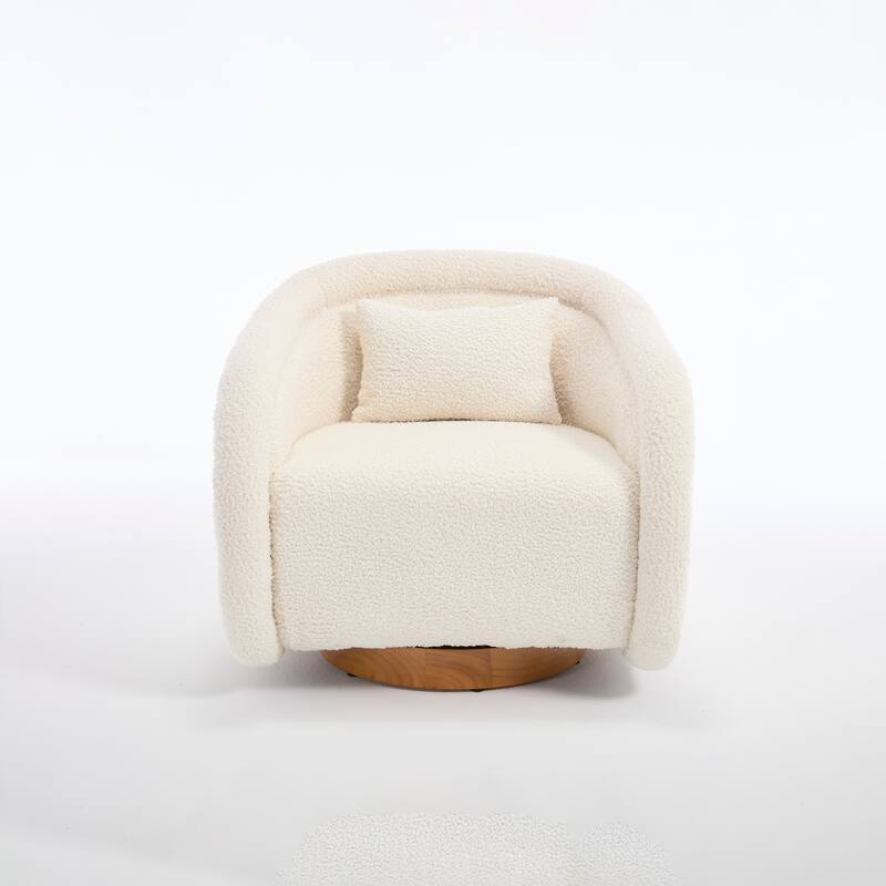 Swivel Accent Chair, 360-degree Swivel Barrel Chair with Velvet Fabric Upholstery, Comfy Pumpkin-Shaped Swivel Chair