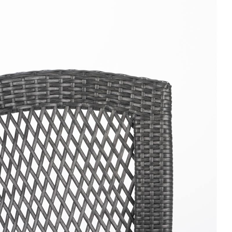 Roomfitters Set of 2 Stackable Outdoor Dining Chairs, Diamond-Mesh PE Wicker with Iron Frame