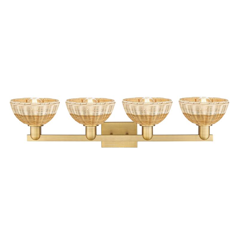 Innovations Lighting Downtown Urban - Natural Ballston Dome - 4 Light 36" Bath Vanity Light with Basketweave Shade