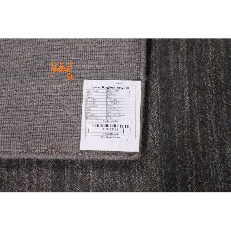 Little Animals Gabbeh Indian Accent Rug Hand-Knotted Wool Carpet - 4'0" x 5'10"