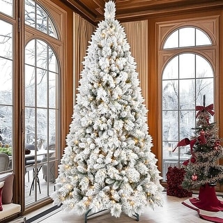 Flocked Pre-Lit Christmas Tree with Warm White Lights