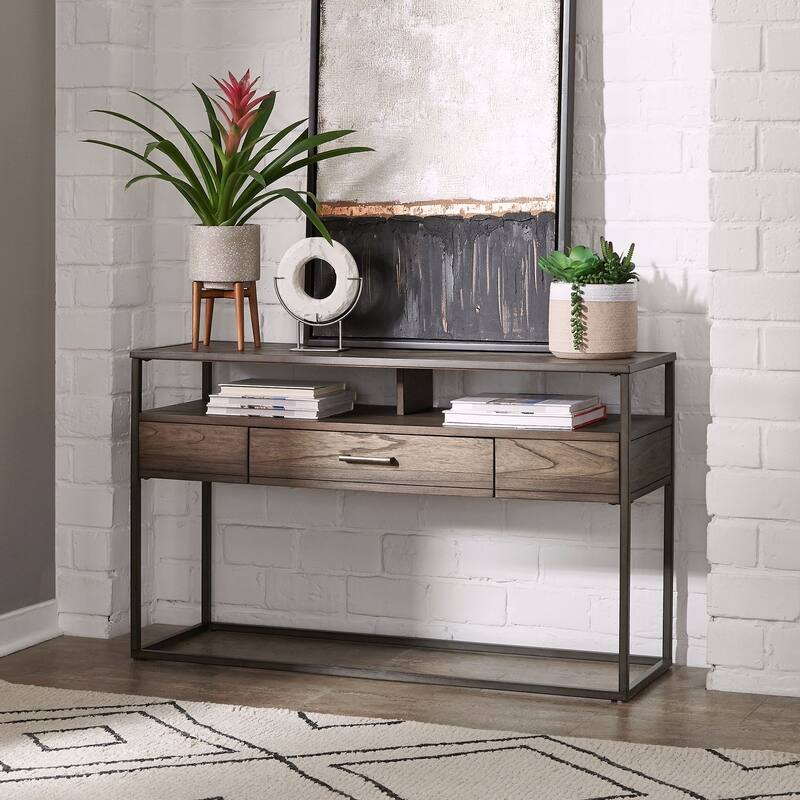 Jamestown Tobacco Brown Sofa Console Table 48 Inches - Glass