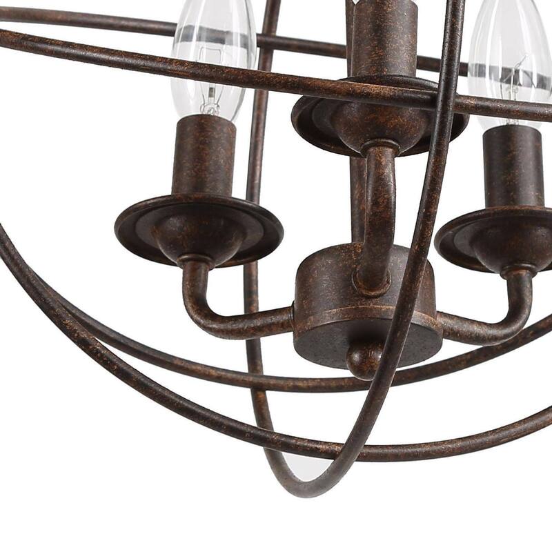 Farmhouse Rustic 3-Light Metal Globe Chandelier Pendant Light for Kitchen Island Dining Room - 12"W x 14"H