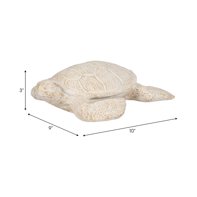 Sagebrook Home 10'' Sea Turtle Figurine, Elegant Ivory Item Decor - 10" x 9" x 3"