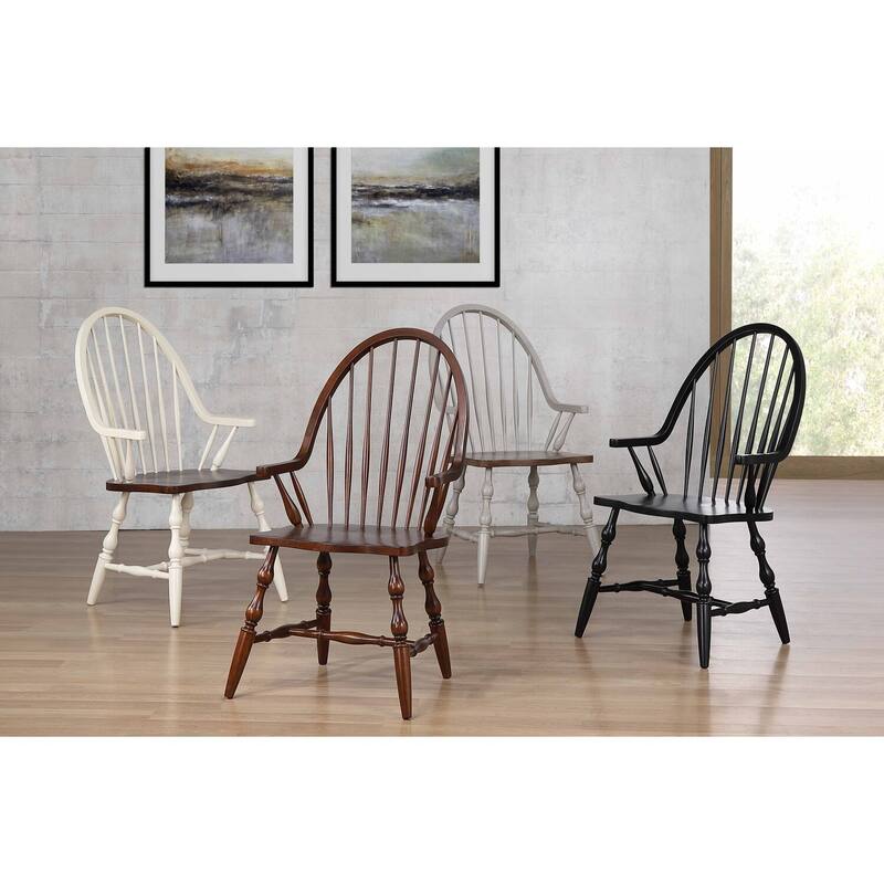 Retro Spindleback Dining Chair - Cozy Armchair, Fully Assembled - Antique Black Finish - HomeStock