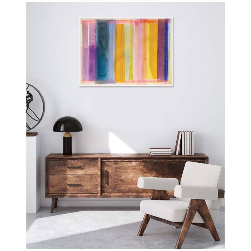 Kate and Laurel Sylvie Vibrant Lines I Framed Canvas by Amy Lighthall