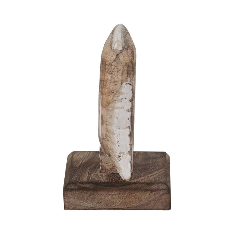 Sagebrook Home Natural Albasia Wood 8" Angel Fish Figurine- Unique Handcrafted Ocean-Inspired Showpiece - 8" x 4" x 7"