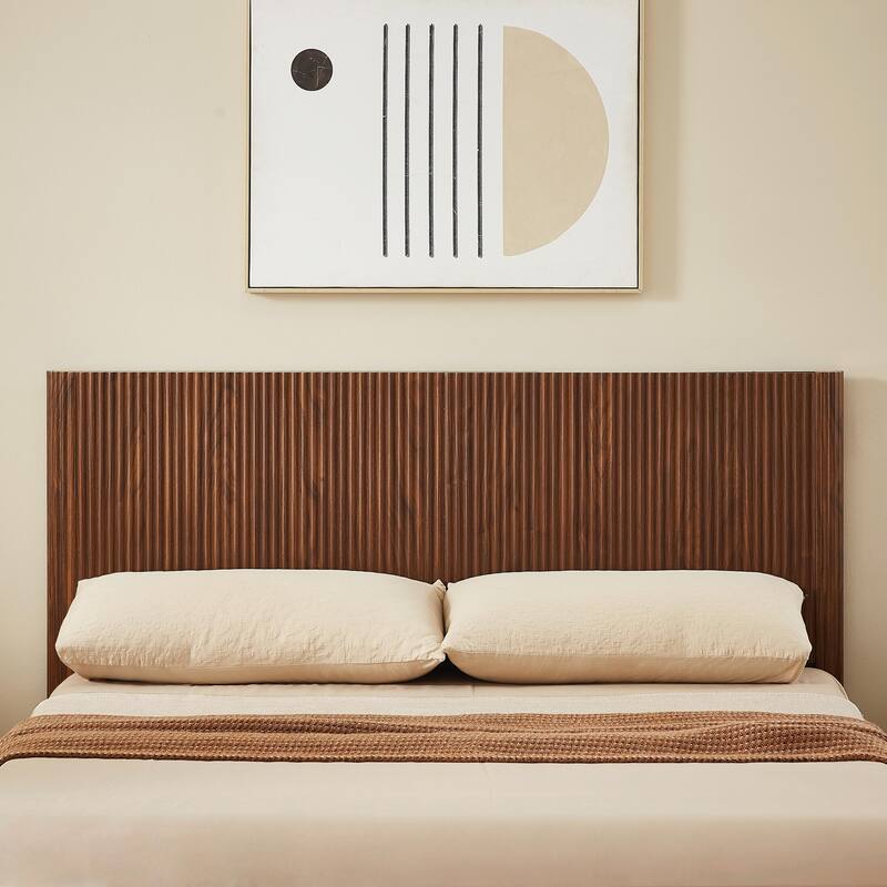 Queen Size Lift-Up Storage Bed Frame with Wooden Corrugated Curved Lines