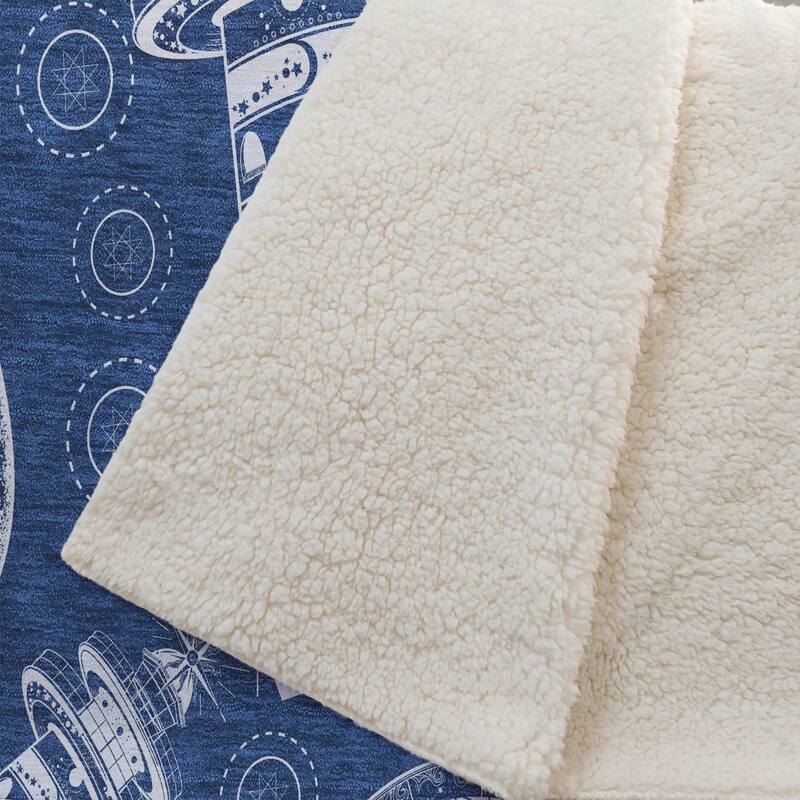 Premium Machine Washable ASB154 Coastal Lighthouse Sherpa Throw Blanket