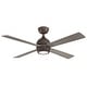 preview thumbnail 1 of 5, Fanimation Kwad 52 inch Indoor Ceiling Fan with LED Light Kit and Remote - Matte Greige with Weathered Wood Blades