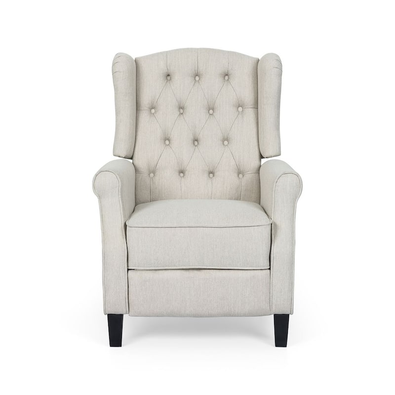 Beige Fabric Push Back Recliner with Button Tufted Design by Christopher Knight Home