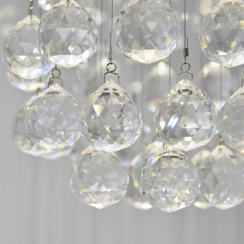 32 in. Modern Crystal Chandelier Chrome 2 Story Foyer Lighting 13-Light Flush Mount Foyer Lighting
