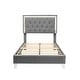 preview thumbnail 5 of 8, Twin Size Velvet Upholstered Platform Bed with LED Lights and Tufted Headboard