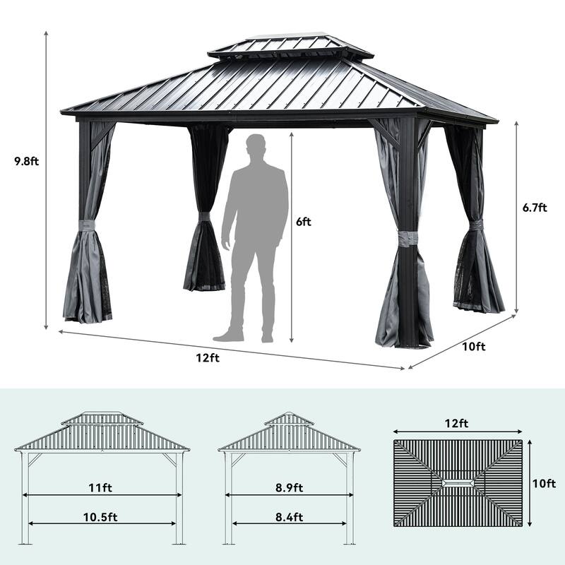 12 Ft. W x 10 Ft. D Aluminum Patio Gazebo