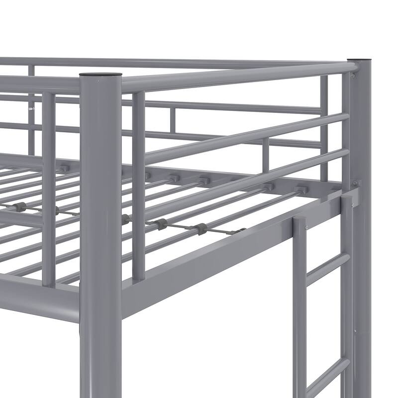 Bunk Bed Metal Twin Size Bunk Beds Frame with Ladder & Full-Length Guardrail Heavy Duty Sturdy 2 in 1 Convertible Bunk Bed