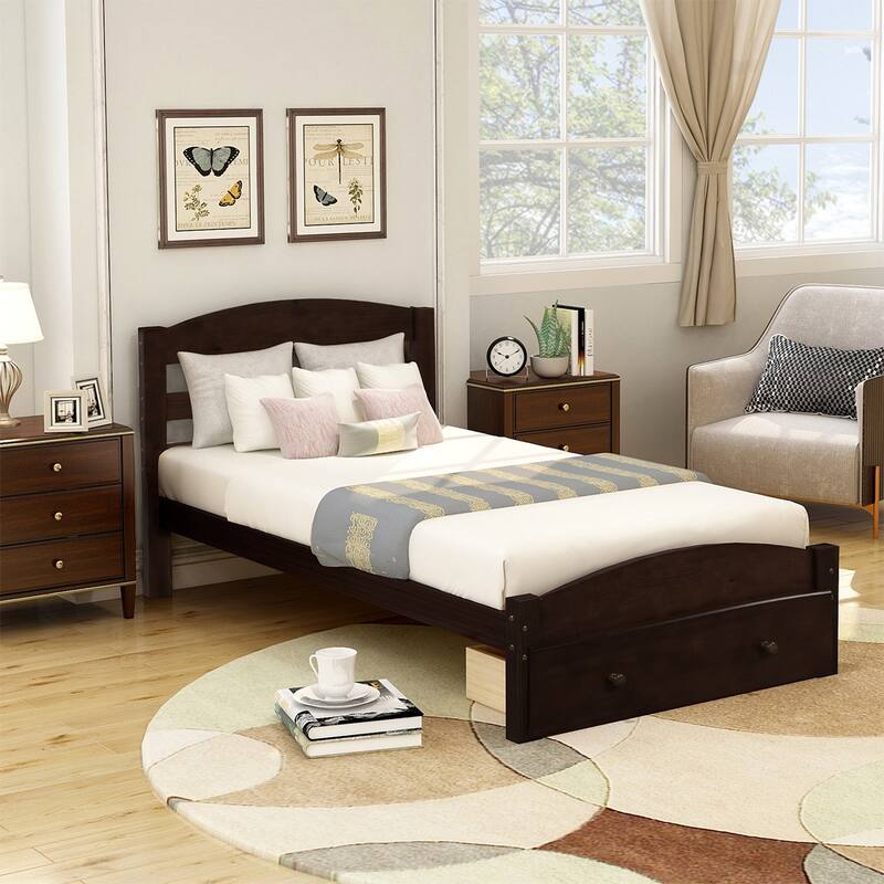 Copper Grove Cregneash Twin Bed Frame with Storage Drawer - Espresso