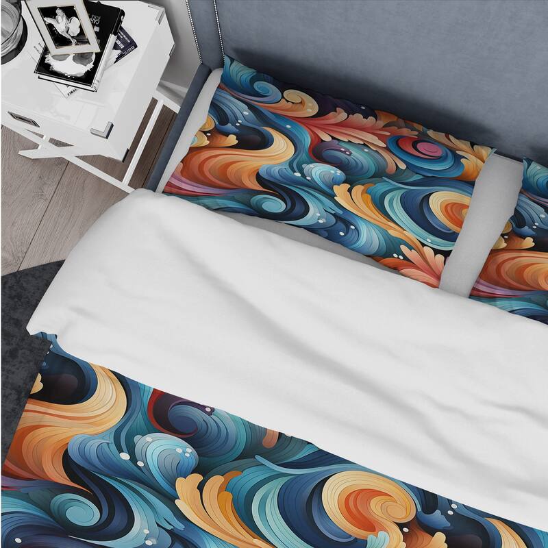 Designart "Colorful Enchanted Spiral Dreams" Modern Bedding Cover Set With 2 Shams