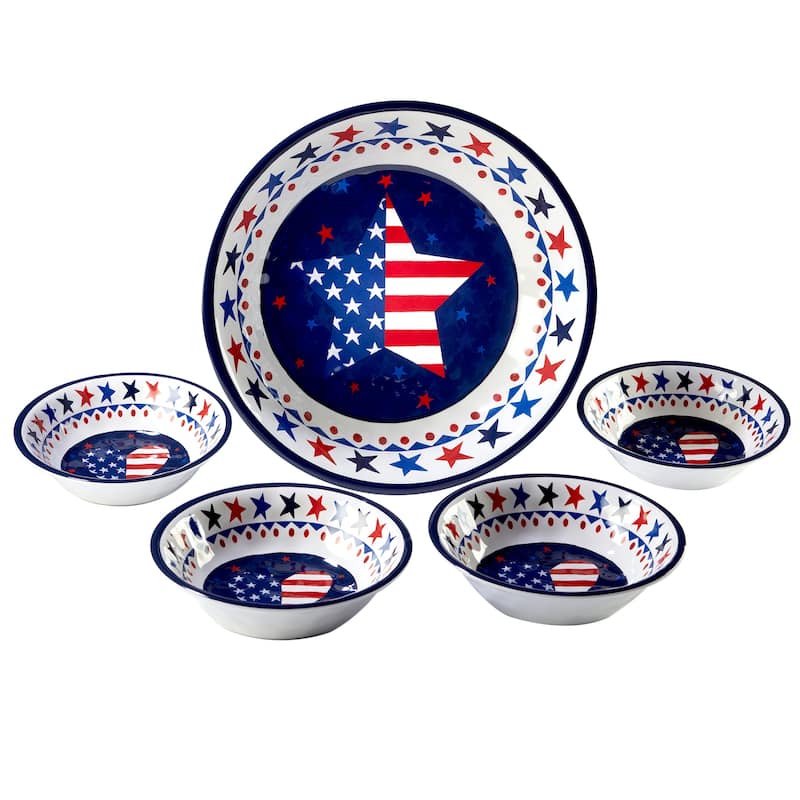 Certified International Stars & Stripes 5-Piece Salad/Serving Set