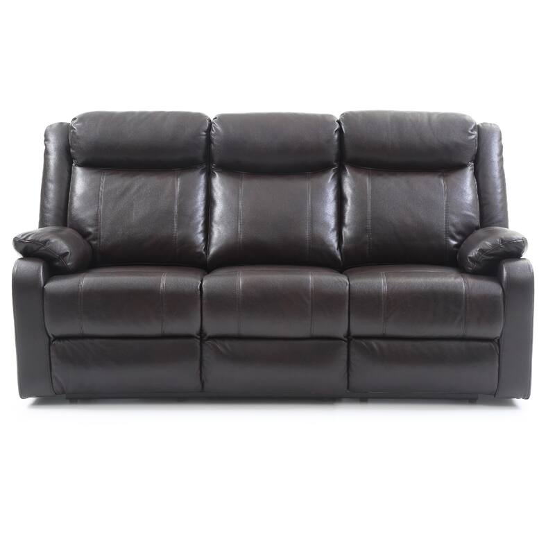Faux leather 3-Seater Reclining Sofa - 76" - Dark Brown
