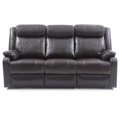Faux leather 3-Seater Reclining Sofa - 76" - Dark Brown