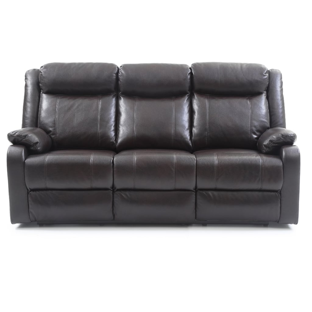 Faux leather 3-Seater Reclining Sofa - 76" - Dark Brown