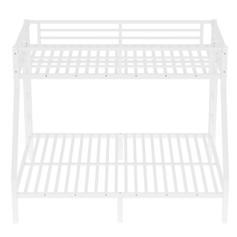 Roomfitters Twin XL over Queen Metal Bunk Bed with Dual Ladders, Heavy Duty Steel Frame, White