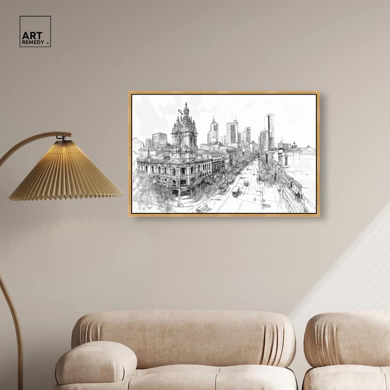 Collins Street Sketch Canvas by Art Remedy