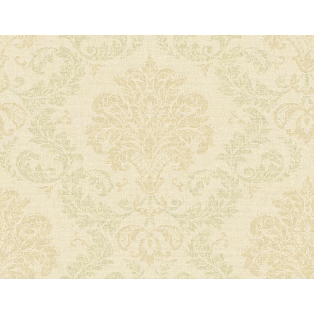 Seabrook Designs Fabia Linen Damask Unpasted Wallpaper