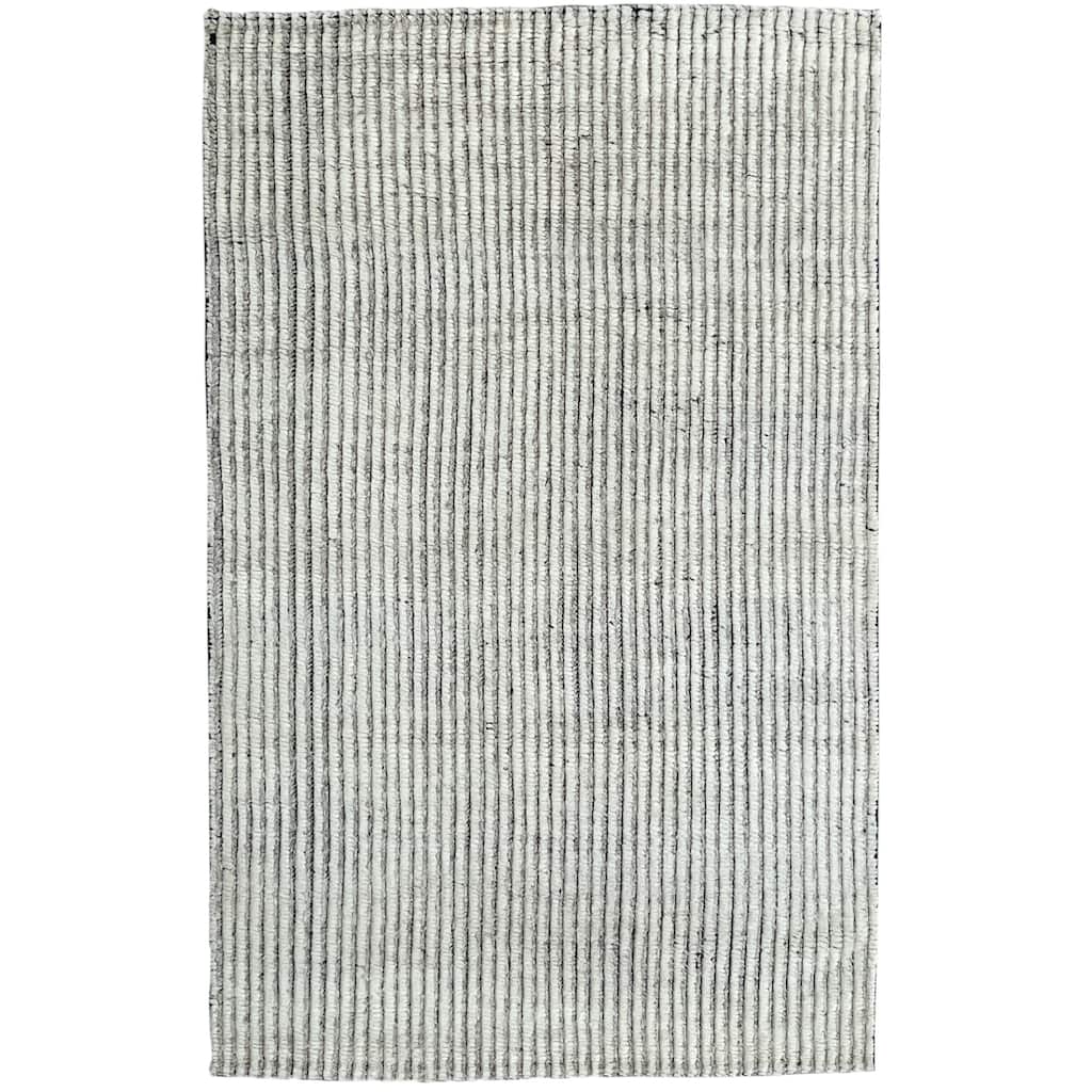 Ivory Hand Knotted Wool Transitional Contemporary Rug, 6' x 9', soft cozy floor cover - L