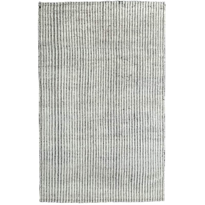 Ivory Hand Knotted Wool Transitional Contemporary Rug, 8' x 10', plush elegant accent - L