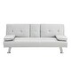 preview thumbnail 8 of 13, Multifunctional Sofa Bed PVC Recliner Chair Bed Futon Chaise Lounge with Console and Cup Holder for Living Room, White