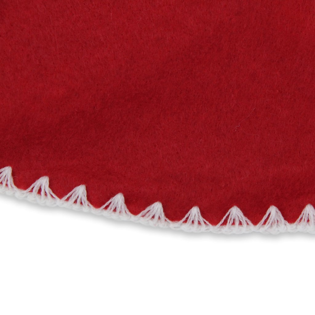 Shell Stitching Christmas Tree Skirt - 26" - Red and White