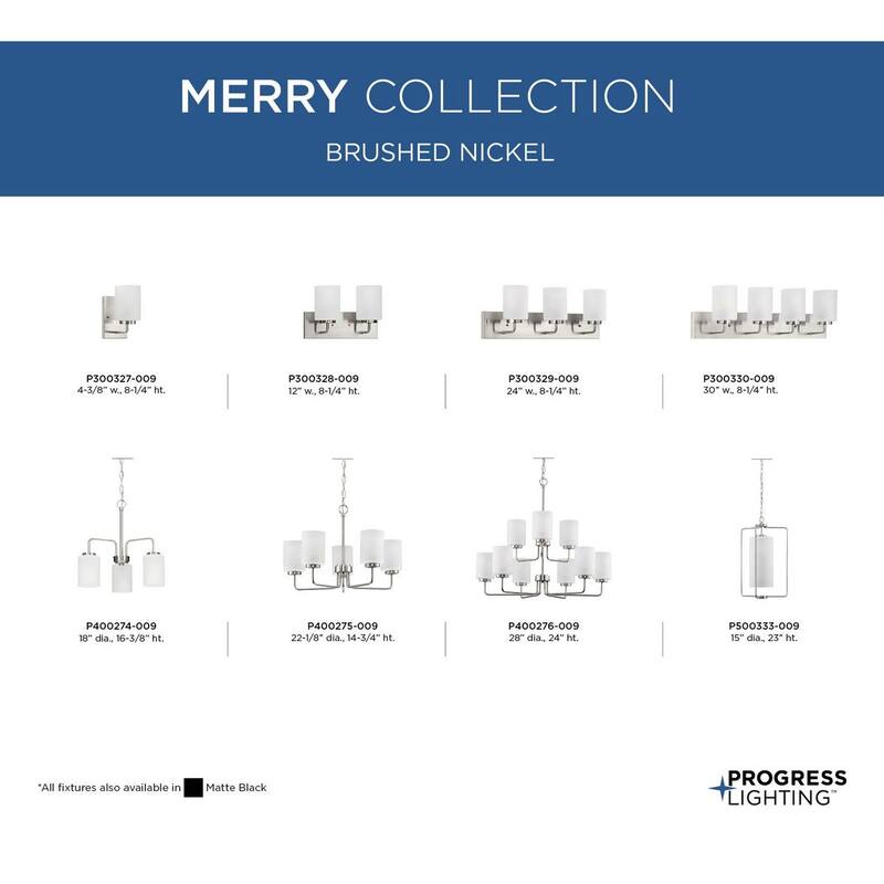 Merry Collection 3-Light Etched Glass Brushed Nickel Bath Vanity Light - 3 Lights