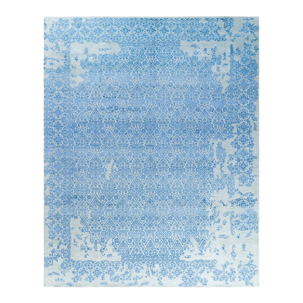 Ikat One-of-a-Kind Hand-Knotted Area Rug - Purple, 8' 0" x 9' 10" - 8' 0" x 9' 10"