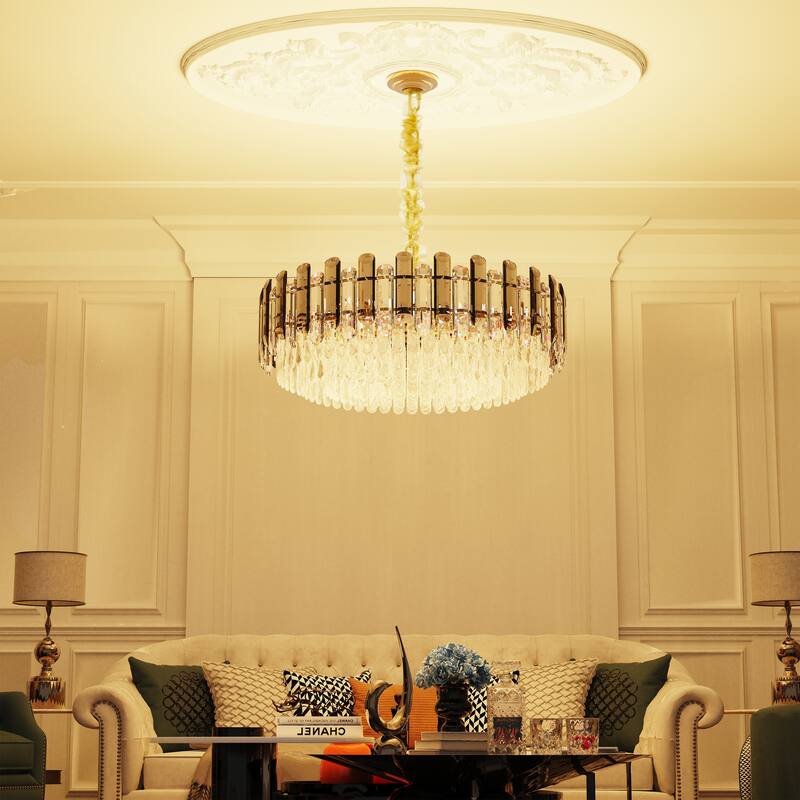 Modern Crystal Chandeliers Lighting Pendant Ceiling Lamp with 3 Colors